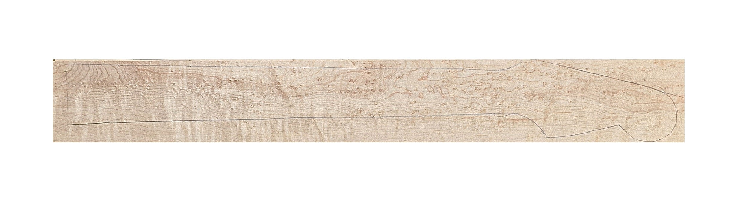 Kiln dried Birdseye Maple guitar neck blank showing distinctive eye figure