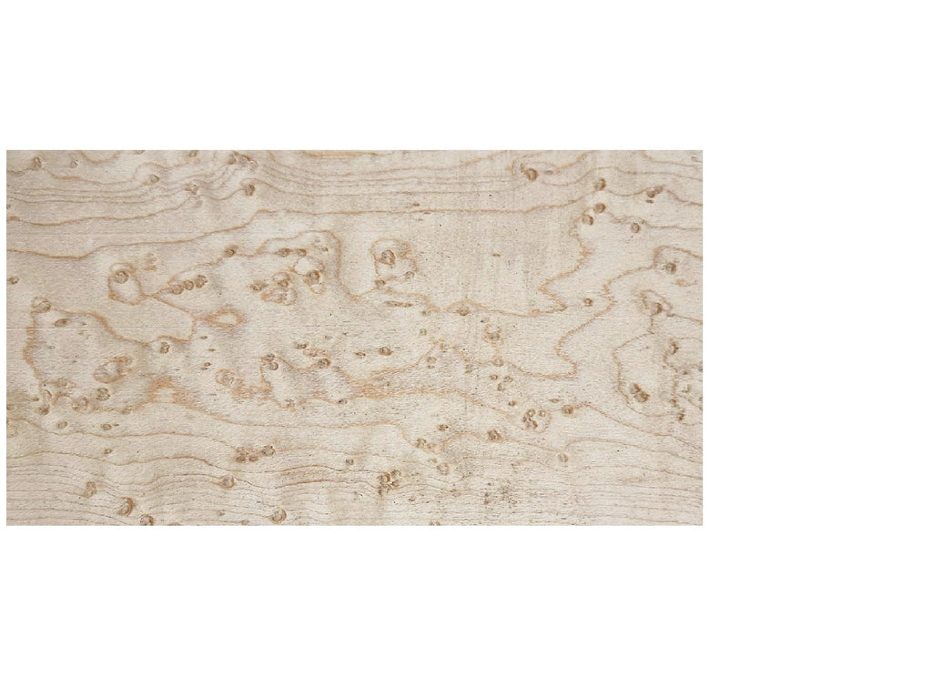 Birdseye Maple guitar headstock veneer showing distinctive birdseye figure and pale cream colouration, 200mm x 100mm x 3mm thick