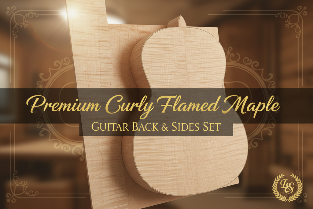 Premium curly flamed maple guitar back and sides set - AAA grade tonewood for acoustic guitar building