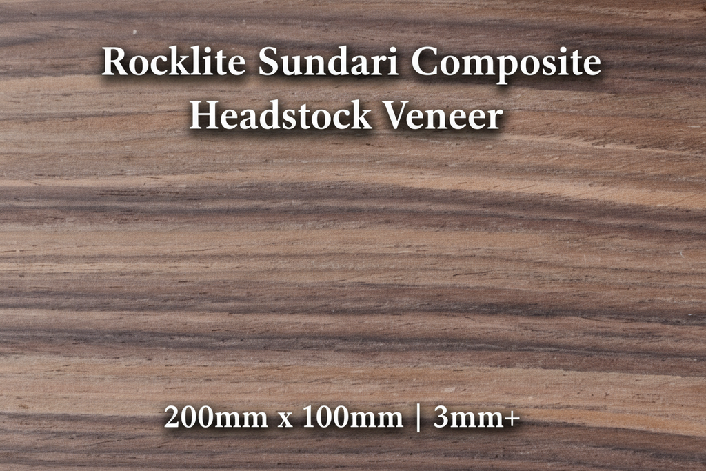 Rocklite Sundari composite guitar headstock veneer showing consistent pattern, 200mm x 100mm, minimum 3mm thickness