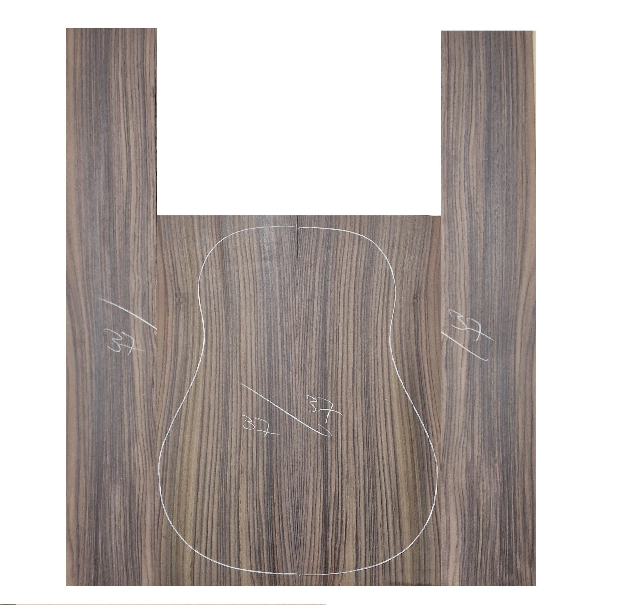 Indian Rosewood: "Premium Indian rosewood guitar back and sides tonewood set for luthiers - classic tonewood with rich dark grain"