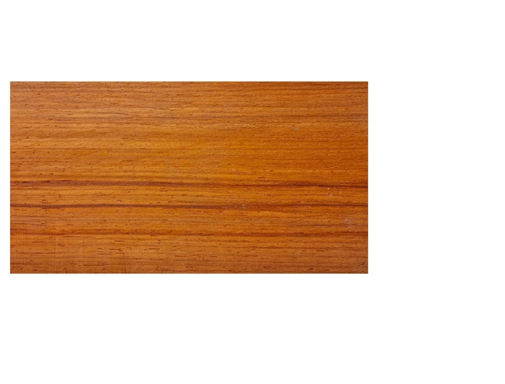 Padouk guitar headstock veneer showing vibrant reddish-orange colouration, 200mm x 100mm x 3mm thick