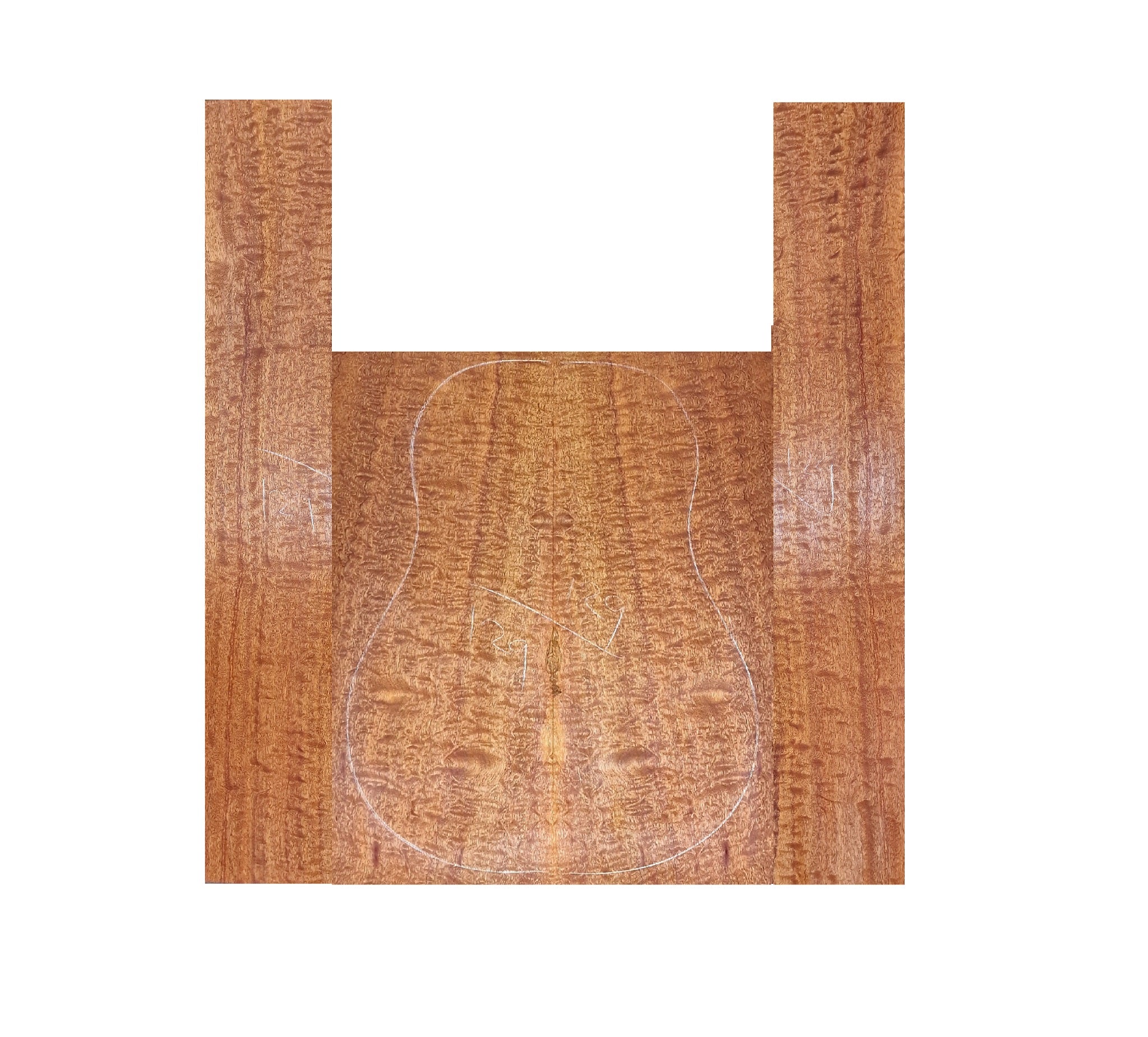 Premium pommele sapele guitar back and sides tonewood set for luthiers - stunning quilted figure with rich golden-brown grain