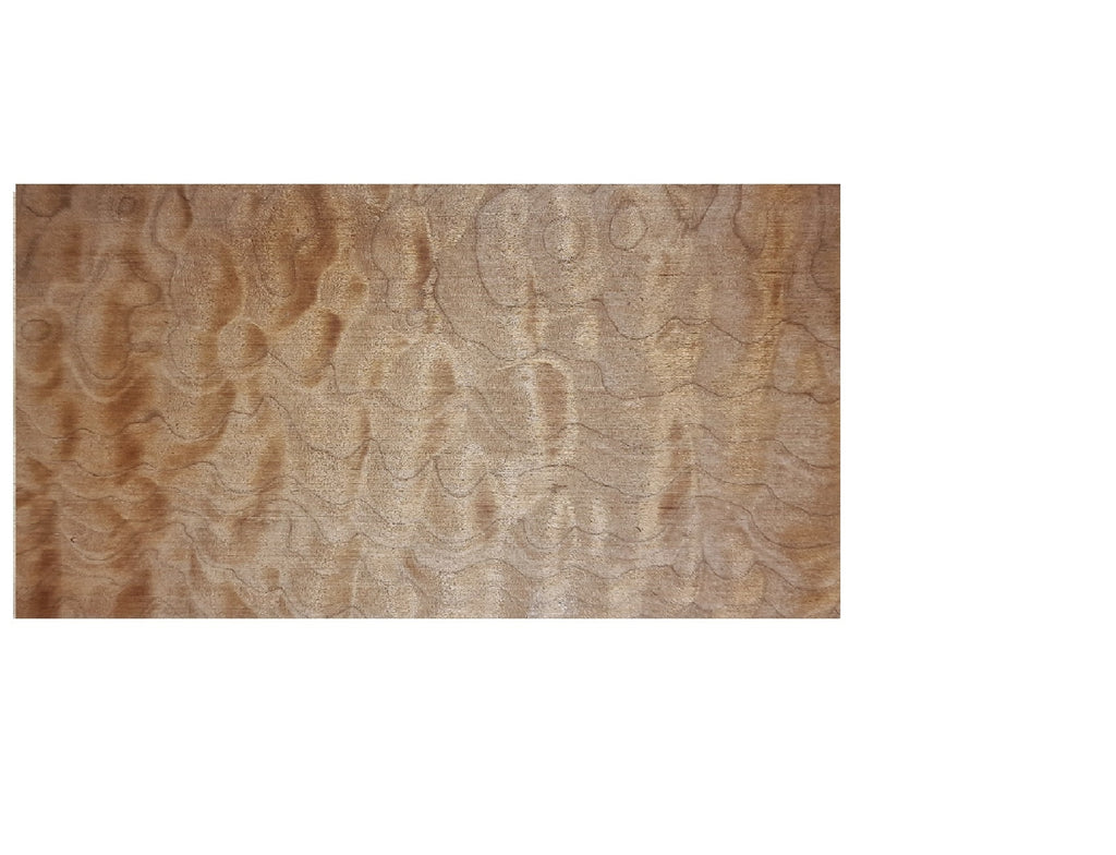 Quilted Maple guitar headstock veneer showing stunning three-dimensional quilted figure, 200mm x 100mm x 3mm thick