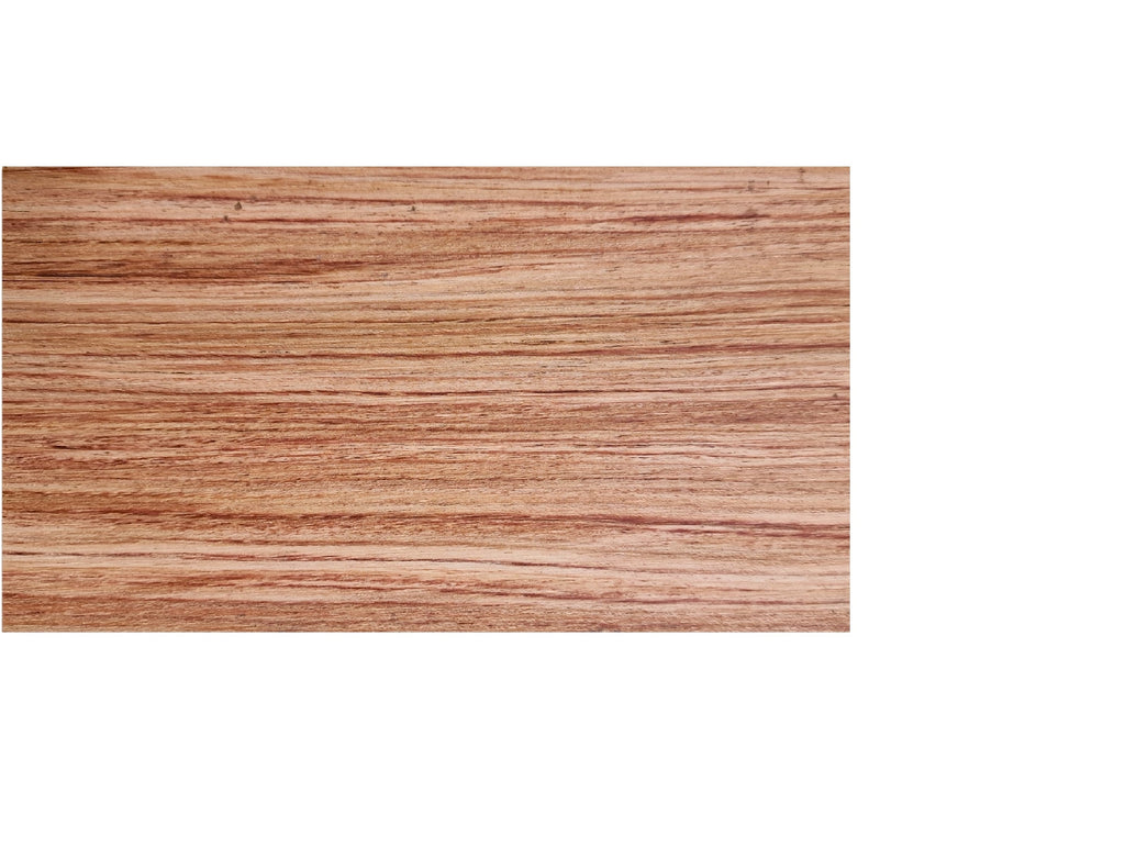 Senegal Rosewood guitar headstock veneer showing natural reddish-brown grain with darker streaking, 200mm x 100mm x 3mm thick