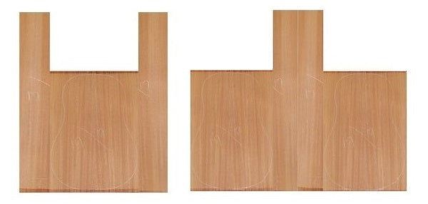 Mahogany ukulele Concert/Tenor sets — back, sides & top set (right) and back & sides set (left) — Keystone Tonewoods UK